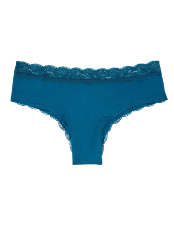 Slip da donna con inserti in pizzo blu marocchino