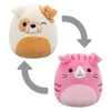 Squishmallows 2 in 1 Geraldine il gatto Scottish Fold Cat/Brock il bulldog, 13 cm
