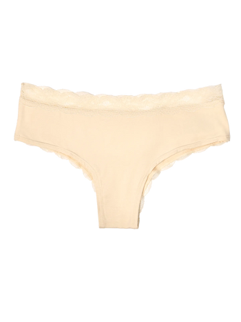 Slip da donna con inserti in pizzo beige