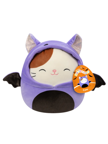 Squishmallows Cam il gatto in costume da pipistrello viola, 20 cm
