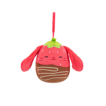 Squishmallows con clip-on Gunda il coniglietto con fragola al cioccolato, 9 cm