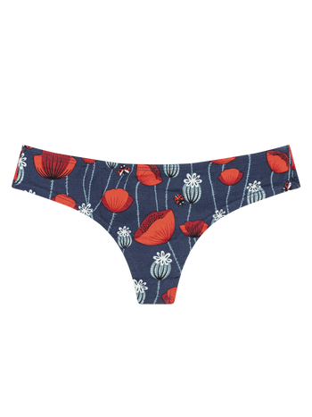 Slip brasiliano Buonumore da donna Coccinelle e fiori di papavero