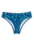 Slip bikini a vita media Fiori turchesi