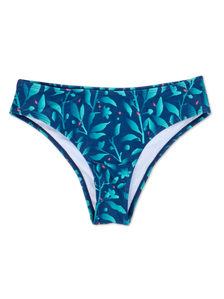 Slip bikini a vita media Fiori turchesi