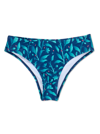 Slip bikini a vita media Fiori turchesi