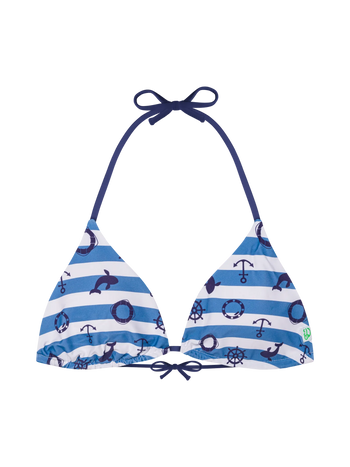 Top bikini Buonumore a triangolo Righe navy