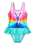 Costume da bagno Buonumore da bambina Farfalle arcobaleno