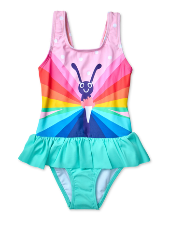 Costume da bagno Buonumore da bambina Farfalle arcobaleno