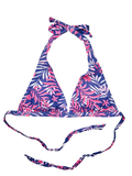 Top bikini Buonumore a triangolo Foglie rosa tropicali