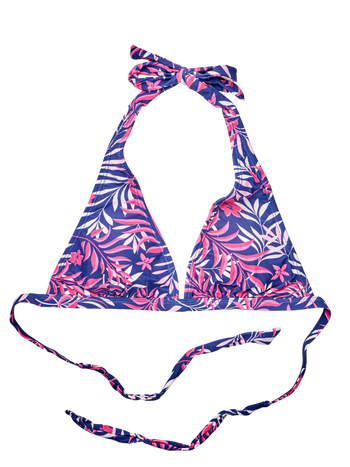Top bikini Buonumore a triangolo Foglie rosa tropicali