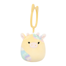 Portachiavi Squishmallows Rina la mucca con macchie tie-dye, 9 cm