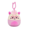 Squishmallows con clip-on Chambless l'opossum rosa, 9 cm