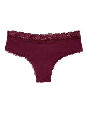 Slip da donna con inserti in pizzo bordeaux