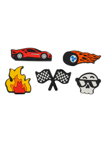 Confezione da 5 charm decorativi Buonumore per lacci da scarpe Pilota di automobili