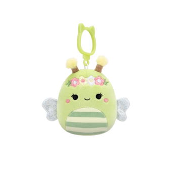 Squishmallows con clip-on Sybil l'ape verde, 9 cm