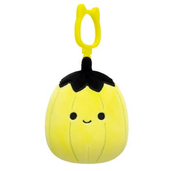 Squishmallows con clip-on Walt la zucca verde lime fluo con picciolo nero, 9 cm