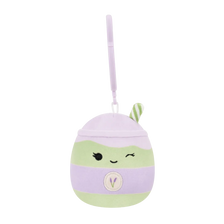 Portachiavi Squishmallows Latchmi il tè matcha latte color lavanda, 9 cm