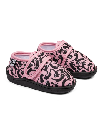 Pantofole da bambino Buonumore con velcro Gatti rosa