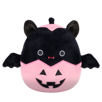 Squishmallows Emily il pipistrello nero nella zucca rosa di Halloween, 20 cm