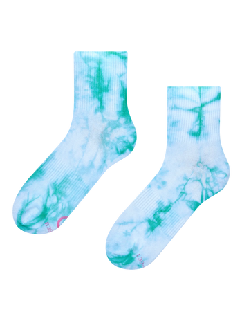 Calzini a metà polpaccio verde acquamarina tie-dye