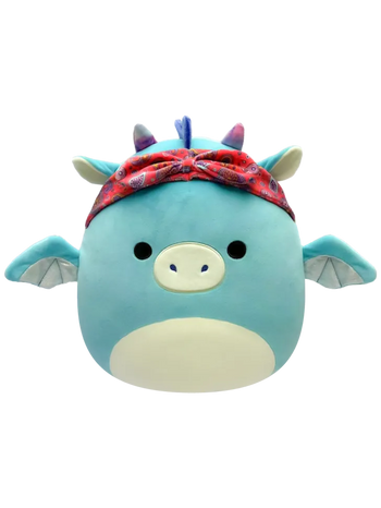 Squishmallows Tatiana il drago blu-verde con bandana, 20 cm