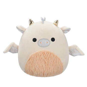 Squishmallows Buck il drago crema e pesca con pancia pelosa, 20 cm