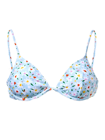 Top bikini con ferretto Cuori e margherite