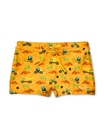 Pantaloncini da bagno elasticizzati Buonumore per bambini Escavatore sulla spiaggia