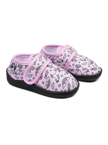 Pantofole da bambino Buonumore con velcro Unicorno arcobaleno