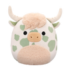 Squishmallows Celestino la mucca delle Highland maculata verde salvia con pancia crespa, 20 cm