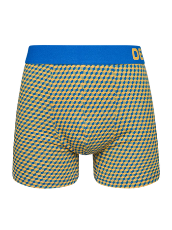 Boxer aderenti da uomo stampati blu e giallo