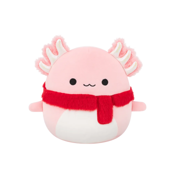 Squishmallows Archie l'axolotl rosa con sciarpa morbida, 30 cm
