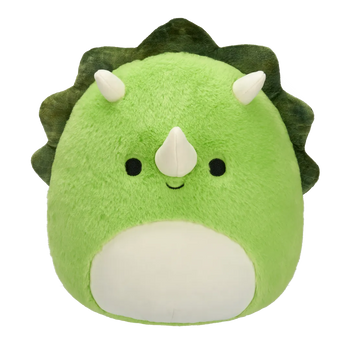 Squishmallows Fuzzamallows Tristan il triceratopo verde, 30 cm