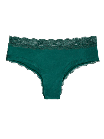 Slip da donna con inserti in pizzo verde smeraldo