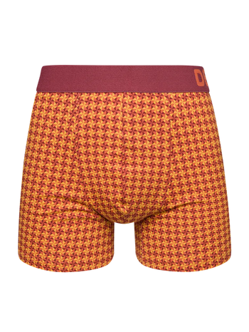 Boxer aderenti da uomo stampati bordeaux e giallo