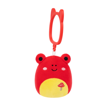 Portachiavi Squishmallows Obu la rana tropicale rossa con ricamo di funghi, 9 cm