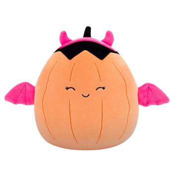 Squishmallows Margie - La zucca arancione pastello con costume da diavoletto rosa, 20 cm