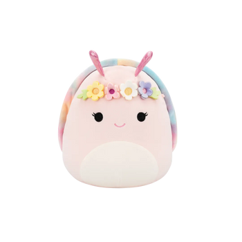 Squishmallows Silvina la chiocciola rosa con guscio arcobaleno e corona di fiori, 20 cm