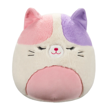 Squishmallows Fuzzamallows Nell la gatta pezzata rosa e viola, 30 cm