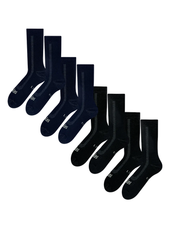 Confezione da 4 paia di calzini in spugna di lana merino – Nero e blu scuro