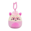 Squishmallows con clip-on Chambless l'opossum rosa, 9 cm