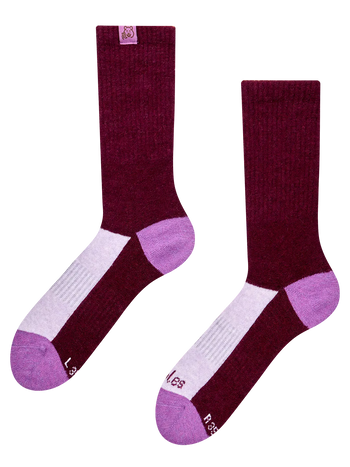 Calzini in lana di alpaca bordeaux e viola