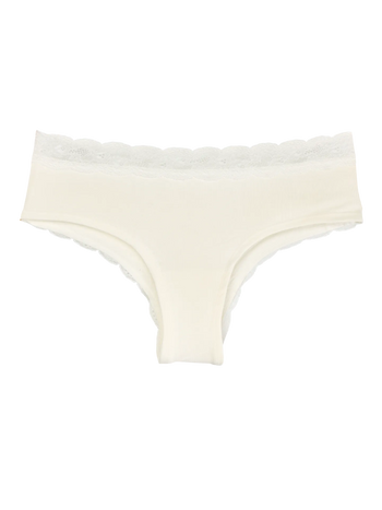 Slip hipster da donna con inserti in pizzo bianco