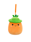 Squishmallows con clip-on Caroleena la carota arancione con cappello da pescatore, 9 cm