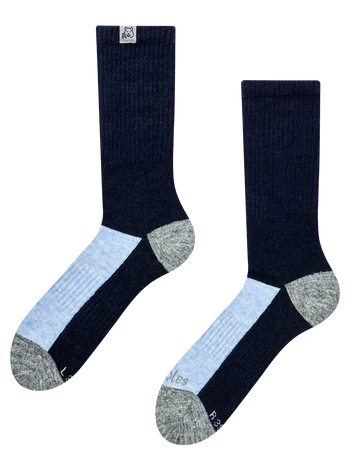 Calzini in lana di alpaca blu scuro e azzurro