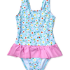Costume da bagno Buonumore da bambina Cuori e margherite