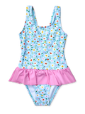 Costume da bagno Buonumore da bambina Cuori e margherite