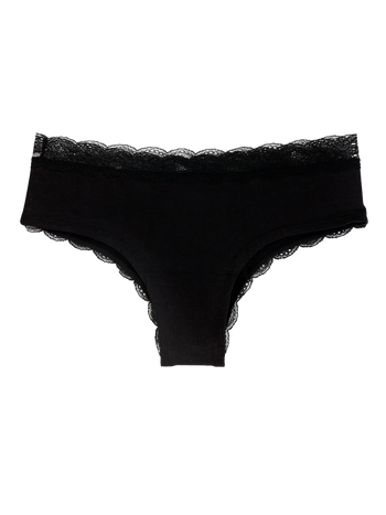 Slip hipster da donna con inserti in pizzo nero