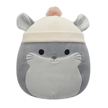 Squishmallows Camilo il cincillà grigio con berretto beige, 20 cm