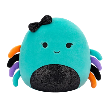 Squishmallows Cheryl - Il ragno blu tè con pancia luccicante e fiocco, 20 cm